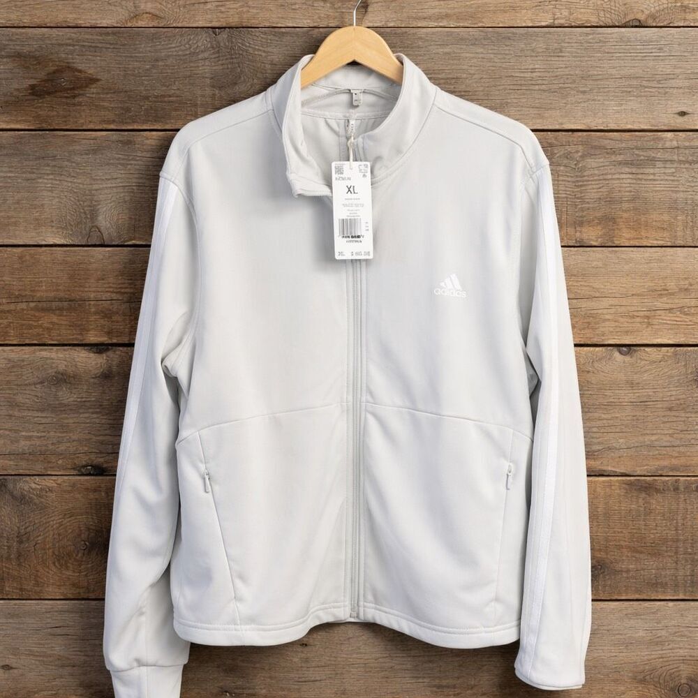 Adidas Womans Track Jacket Sz XL Gray/White NWT